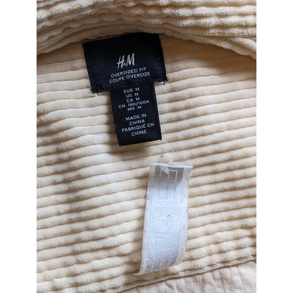 H&M Varsity Corduroy Shirt Jacket Mens Medium Snap Button Embroidered SF Tiger - Picture 2 of 16